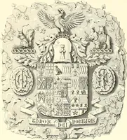 An illustration from Armorial of Jersey : being an account, heraldic and antiquarian, of its chief native families, with pedigrees, biographical notices, and illustrative data; to which are added, a brief history of heraldry, and remarks on the mediæval antiquities of the island (1859)