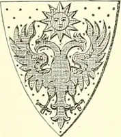 An illustration from Armorial of Jersey : being an account, heraldic and antiquarian, of its chief native families, with pedigrees, biographical notices, and illustrative data; to which are added, a brief history of heraldry, and remarks on the mediæval antiquities of the island (1859)