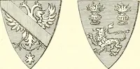 An illustration from Armorial of Jersey : being an account, heraldic and antiquarian, of its chief native families, with pedigrees, biographical notices, and illustrative data; to which are added, a brief history of heraldry, and remarks on the mediæval antiquities of the island (1859)