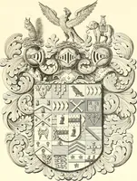 An illustration from Armorial of Jersey : being an account, heraldic and antiquarian, of its chief native families, with pedigrees, biographical notices, and illustrative data; to which are added, a brief history of heraldry, and remarks on the mediæval antiquities of the island (1859)