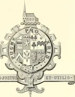 An illustration from Armorial of Jersey : being an account, heraldic and antiquarian, of its chief native families, with pedigrees, biographical notices, and illustrative data; to which are added, a brief history of heraldry, and remarks on the mediæval antiquities of the island (1859)