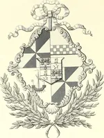 An illustration from Armorial of Jersey : being an account, heraldic and antiquarian, of its chief native families, with pedigrees, biographical notices, and illustrative data; to which are added, a brief history of heraldry, and remarks on the mediæval antiquities of the island (1859)