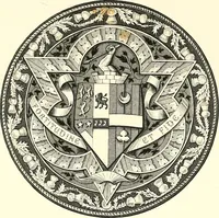 An illustration from Armorial of Jersey : being an account, heraldic and antiquarian, of its chief native families, with pedigrees, biographical notices, and illustrative data; to which are added, a brief history of heraldry, and remarks on the mediæval antiquities of the island (1859)