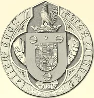An illustration from Armorial of Jersey : being an account, heraldic and antiquarian, of its chief native families, with pedigrees, biographical notices, and illustrative data; to which are added, a brief history of heraldry, and remarks on the mediæval antiquities of the island (1859)