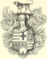 An illustration from Armorial of Jersey : being an account, heraldic and antiquarian, of its chief native families, with pedigrees, biographical notices, and illustrative data; to which are added, a brief history of heraldry, and remarks on the mediæval antiquities of the island (1859)