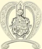 An illustration from Armorial of Jersey : being an account, heraldic and antiquarian, of its chief native families, with pedigrees, biographical notices, and illustrative data; to which are added, a brief history of heraldry, and remarks on the mediæval antiquities of the island (1859)