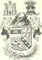 An illustration from Armorial of Jersey : being an account, heraldic and antiquarian, of its chief native families, with pedigrees, biographical notices, and illustrative data; to which are added, a brief history of heraldry, and remarks on the mediæval antiquities of the island (1859)