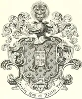 An illustration from Armorial of Jersey : being an account, heraldic and antiquarian, of its chief native families, with pedigrees, biographical notices, and illustrative data; to which are added, a brief history of heraldry, and remarks on the mediæval antiquities of the island (1859)