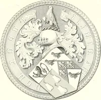 An illustration from Armorial of Jersey : being an account, heraldic and antiquarian, of its chief native families, with pedigrees, biographical notices, and illustrative data; to which are added, a brief history of heraldry, and remarks on the mediæval antiquities of the island (1859)