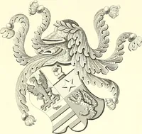 An illustration from Armorial of Jersey : being an account, heraldic and antiquarian, of its chief native families, with pedigrees, biographical notices, and illustrative data; to which are added, a brief history of heraldry, and remarks on the mediæval antiquities of the island (1859)
