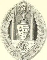 An illustration from Armorial of Jersey : being an account, heraldic and antiquarian, of its chief native families, with pedigrees, biographical notices, and illustrative data; to which are added, a brief history of heraldry, and remarks on the mediæval antiquities of the island (1859)