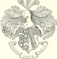An illustration from Armorial of Jersey : being an account, heraldic and antiquarian, of its chief native families, with pedigrees, biographical notices, and illustrative data; to which are added, a brief history of heraldry, and remarks on the mediæval antiquities of the island (1859)