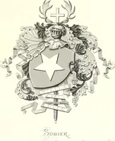 An illustration from Armorial of Jersey : being an account, heraldic and antiquarian, of its chief native families, with pedigrees, biographical notices, and illustrative data; to which are added, a brief history of heraldry, and remarks on the mediæval antiquities of the island (1859)