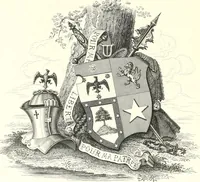 An illustration from Armorial of Jersey : being an account, heraldic and antiquarian, of its chief native families, with pedigrees, biographical notices, and illustrative data; to which are added, a brief history of heraldry, and remarks on the mediæval antiquities of the island (1859)