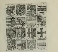 An illustration from Armorial vniuersel, contenant les armes des principales maisons, estatz, et dignitez, des plus considerables royaumes de l'Europe. Blazonnées de leurs métaux & couleurs et enrichies de leurs ornemens exterieurs (1654)