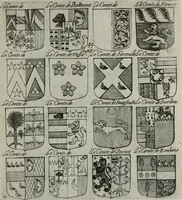 An illustration from Armorial vniuersel, contenant les armes des principales maisons, estatz, et dignitez, des plus considerables royaumes de l'Europe. Blazonnées de leurs métaux & couleurs et enrichies de leurs ornemens exterieurs (1654)