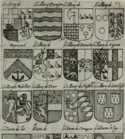 An illustration from Armorial vniuersel, contenant les armes des principales maisons, estatz, et dignitez, des plus considerables royaumes de l'Europe. Blazonnées de leurs métaux & couleurs et enrichies de leurs ornemens exterieurs (1654)