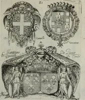 An illustration from Armorial vniuersel, contenant les armes des principales maisons, estatz, et dignitez, des plus considerables royaumes de l'Europe. Blazonnées de leurs métaux & couleurs et enrichies de leurs ornemens exterieurs (1654)