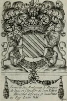 An illustration from Armorial vniuersel, contenant les armes des principales maisons, estatz, et dignitez, des plus considerables royaumes de l'Europe. Blazonnées de leurs métaux & couleurs et enrichies de leurs ornemens exterieurs (1654)