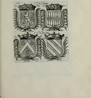 An illustration from Armorial vniuersel, contenant les armes des principales maisons, estatz, et dignitez, des plus considerables royaumes de l'Europe. Blazonnées de leurs métaux & couleurs et enrichies de leurs ornemens exterieurs (1654)