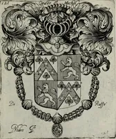An illustration from Armorial vniuersel, contenant les armes des principales maisons, estatz, et dignitez, des plus considerables royaumes de l'Europe. Blazonnées de leurs métaux & couleurs et enrichies de leurs ornemens exterieurs (1654)