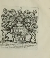 An illustration from Armorial vniuersel, contenant les armes des principales maisons, estatz, et dignitez, des plus considerables royaumes de l'Europe. Blazonnées de leurs métaux & couleurs et enrichies de leurs ornemens exterieurs (1654)