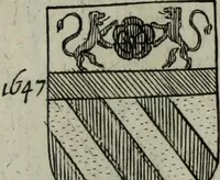 An illustration from Armorial vniuersel, contenant les armes des principales maisons, estatz, et dignitez, des plus considerables royaumes de l'Europe. Blazonnées de leurs métaux & couleurs et enrichies de leurs ornemens exterieurs (1654)