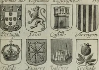 An illustration from Armorial vniuersel, contenant les armes des principales maisons, estatz, et dignitez, des plus considerables royaumes de l'Europe. Blazonnées de leurs métaux & couleurs et enrichies de leurs ornemens exterieurs (1654)