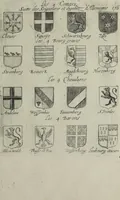 Picture 224 of 287 from Armorial vniuersel, contenant les armes des principales maisons, estatz, et dignitez, des plus considerables royaumes de l'Europe. Blazonnées de leurs métaux & couleurs et enrichies de leurs ornemens exterieurs (1654), leaf 384