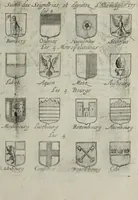An illustration from Armorial vniuersel, contenant les armes des principales maisons, estatz, et dignitez, des plus considerables royaumes de l'Europe. Blazonnées de leurs métaux & couleurs et enrichies de leurs ornemens exterieurs (1654)