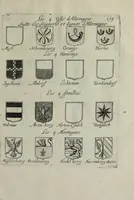An illustration from Armorial vniuersel, contenant les armes des principales maisons, estatz, et dignitez, des plus considerables royaumes de l'Europe. Blazonnées de leurs métaux & couleurs et enrichies de leurs ornemens exterieurs (1654)