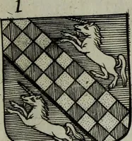 An illustration from Armorial vniuersel, contenant les armes des principales maisons, estatz, et dignitez, des plus considerables royaumes de l'Europe. Blazonnées de leurs métaux & couleurs et enrichies de leurs ornemens exterieurs (1654)