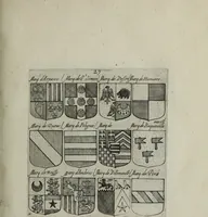 An illustration from Armorial vniuersel, contenant les armes des principales maisons, estatz, et dignitez, des plus considerables royaumes de l'Europe. Blazonnées de leurs métaux & couleurs et enrichies de leurs ornemens exterieurs (1654)