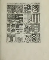 An illustration from Armorial vniuersel, contenant les armes des principales maisons, estatz, et dignitez, des plus considerables royaumes de l'Europe. Blazonnées de leurs métaux & couleurs et enrichies de leurs ornemens exterieurs (1654)