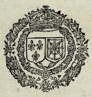 An illustration from Arrest du Conseil d'estat et Lettres patentes du roy, par lesquelles il est defendu aux gouuerneurs & habitans des villes de seureté d'empescher les peres iesuites de prescher en icelles. Auec la lettre d roy portant mesme commandement au gouuerneur et habitans de Lectoure. Et les arrests des Cours de Parlement de Bourdeaus & Thoulouse; l'vn donné contre le gouuerneur & habitans de S. Iean d'Angely; l'autre contre l'arresté de l'Assemblée de Loudun. (1619)
