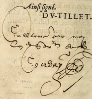 An illustration from Arrestz de la Covrt des Grandz Iovrs seant en la ville de Poictiers, donnez les sept & quatorziesme iours de Nouembre 1579. Contre les defaillans & contumax condamnez à mort. (1579)