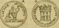 An illustration from Arsacidarum imperium, sive, Regum Parthorum historia : ad fidem numismatum accommodata (1725)