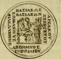 An illustration from Arsacidarum imperium, sive, Regum Parthorum historia : ad fidem numismatum accommodata (1725)