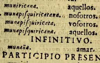 An illustration from Arte de la lengua aymara. Compuesta por el Padre Diego de Torres Rubio de la Compañia de Iesus. (1616)