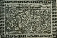 An illustration from Arte del ben psare e cõtemplare la passione del nostro Signor Jesu Christo con vn singular trattato dello imitar di Christo di nouo corretta historiata (1527)