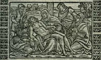 An illustration from Arte del ben psare e cõtemplare la passione del nostro Signor Jesu Christo con vn singular trattato dello imitar di Christo di nouo corretta historiata (1527)