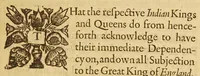 An illustration from Articles of peace between the most serene and mighty prince Charles II. by the grace of God, King of England, Scotland, France and Ireland, defender of the faith, &c. And several Indian kings and queens, &c. : Concluded the 29th day of May, 1677. (1677)