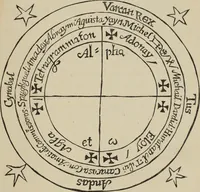 An illustration from Art magic; or, Mudane, sub-mundane and super-mundane spiritism. A treatise ... descriptive of art magic, spiritism, the different orders of spirits in the universe known to be related to, or in communication with man; together with directions for invoking, controlling, and discharging spirits, and the uses and abuses, dangers and possibilities of magical art (1876)