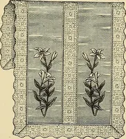 An illustration from Art needlework. A complete manual of embroidery in silks and crewels, with full instructions as to stitches, materials, and implements. Containing also a large number of original designs and a handsome coloured design for crewel work (1882)
