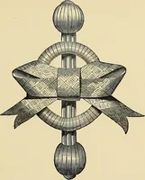 An illustration from Art needlework. A complete manual of embroidery in silks and crewels, with full instructions as to stitches, materials, and implements. Containing also a large number of original designs and a handsome coloured design for crewel work (1882)