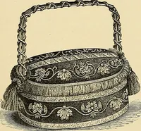 An illustration from Art needlework. A complete manual of embroidery in silks and crewels, with full instructions as to stitches, materials, and implements. Containing also a large number of original designs and a handsome coloured design for crewel work (1882)