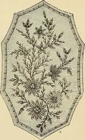 An illustration from Art needlework. A complete manual of embroidery in silks and crewels, with full instructions as to stitches, materials, and implements. Containing also a large number of original designs and a handsome coloured design for crewel work (1882)