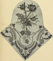 An illustration from Art needlework. A complete manual of embroidery in silks and crewels, with full instructions as to stitches, materials, and implements. Containing also a large number of original designs and a handsome coloured design for crewel work (1882)