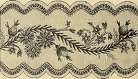 An illustration from Art needlework. A complete manual of embroidery in silks and crewels, with full instructions as to stitches, materials, and implements. Containing also a large number of original designs and a handsome coloured design for crewel work (1882)