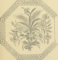 An illustration from Art needlework. A complete manual of embroidery in silks and crewels, with full instructions as to stitches, materials, and implements. Containing also a large number of original designs and a handsome coloured design for crewel work (1882)